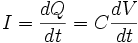 I = \frac{dQ}{dt} = C\frac{dV}{dt}