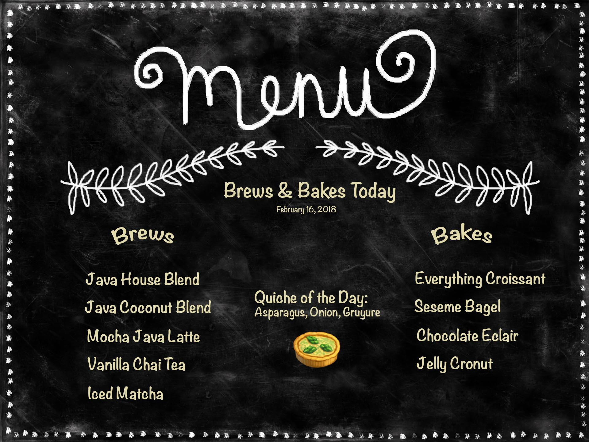 java been menu