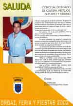 Saludo del Concejal Delegado de Cultura, Festejos, Deportes y Turismo