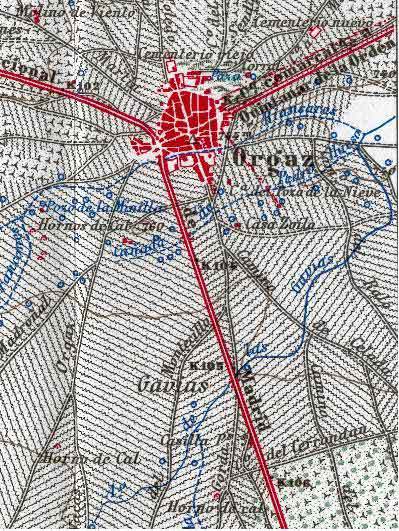 Mapa del 1946. Se pueden contar, al menos, hasta 6 hornos existentes.