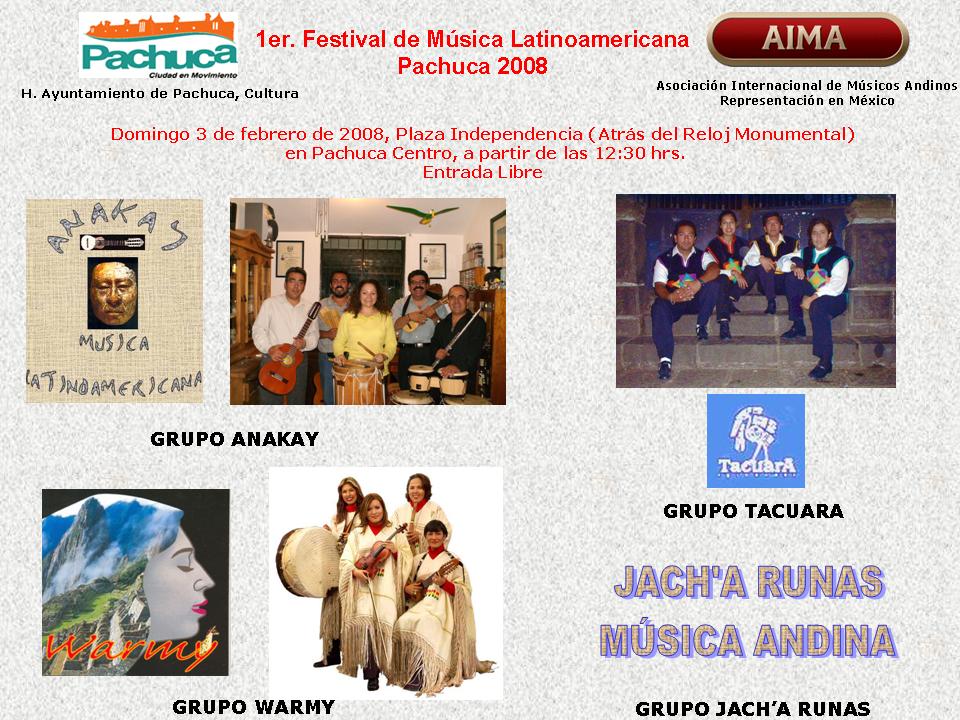 1er. Festival de Música Latinoamericana, Pachuca 2008
