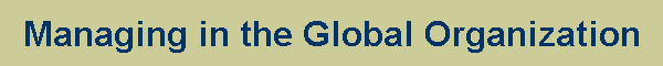 Managing in the Global Organization
