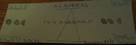 Alanbucks 1 dollar bill- Green Pen/ Blue Pen Serial Number