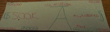 Alanbucks 500,000 dollar bill- Green and red Pen
