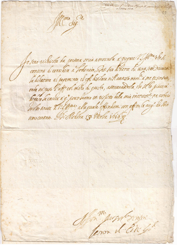Letter of 10/13/1616