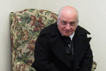 Ron Duquette as Albert Gallatin on Feb. 27, 2018 at the Woodstock Library, Woodstock, VA. Photo copyright &copy; 2018 by Elaine Ackerson for use by Mr. Duquette on his websites and in his publicity materials. All rights reserved to those uses.