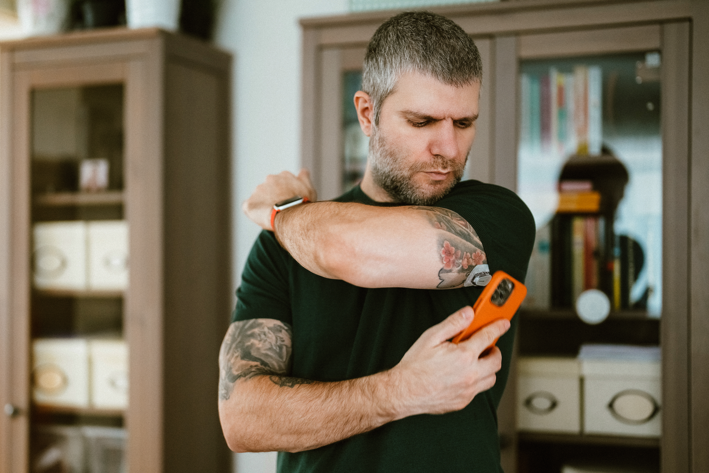 Man testing blood sugar