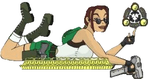Lara con in mano lo Scion