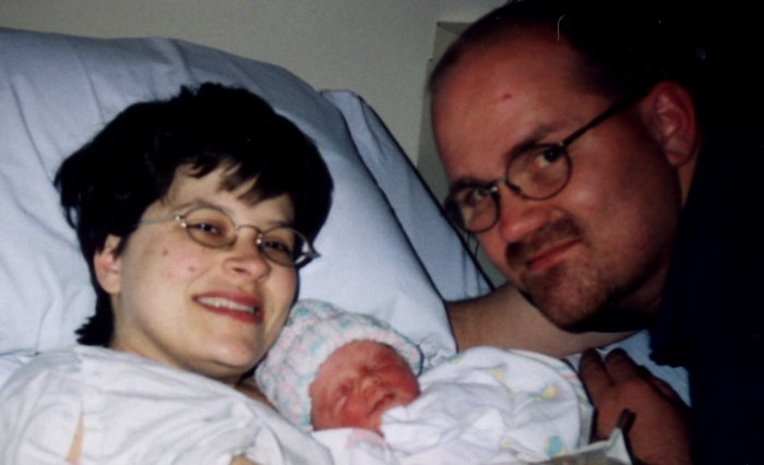 Paola, Alexander, and Stephen shortly after the birth.
