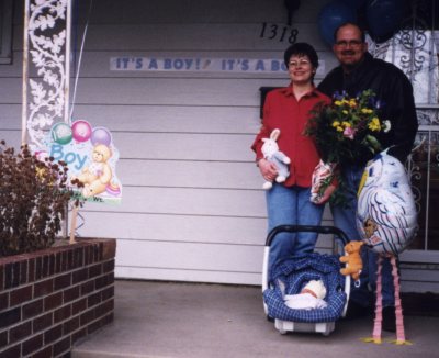 Cass and Pat made sure the neighbors knew who had the baby!