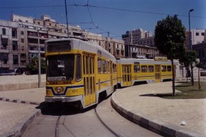 #1212 running as #4 Line waiting at St. Catherine Circle. April 2001.