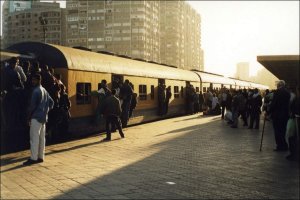 Abu Qui Commuter train loading at Sidi Gaber, Alexandria. December 1999.