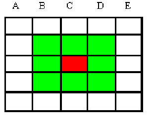 Grid showing a cell's 8 neighbours