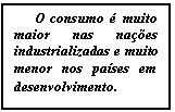Caixa de texto: O consumo � muito maior nas na��es industrializadas e muito menor nos pa�ses em desenvolvimento.