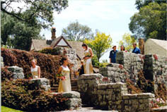 Brides maids going down stairs