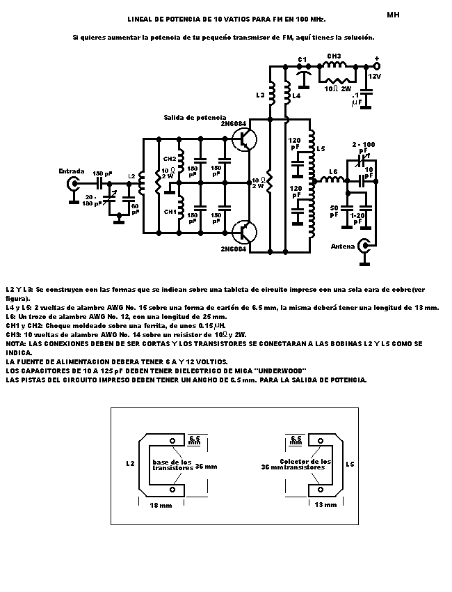 Lineal de FM de 10 watt