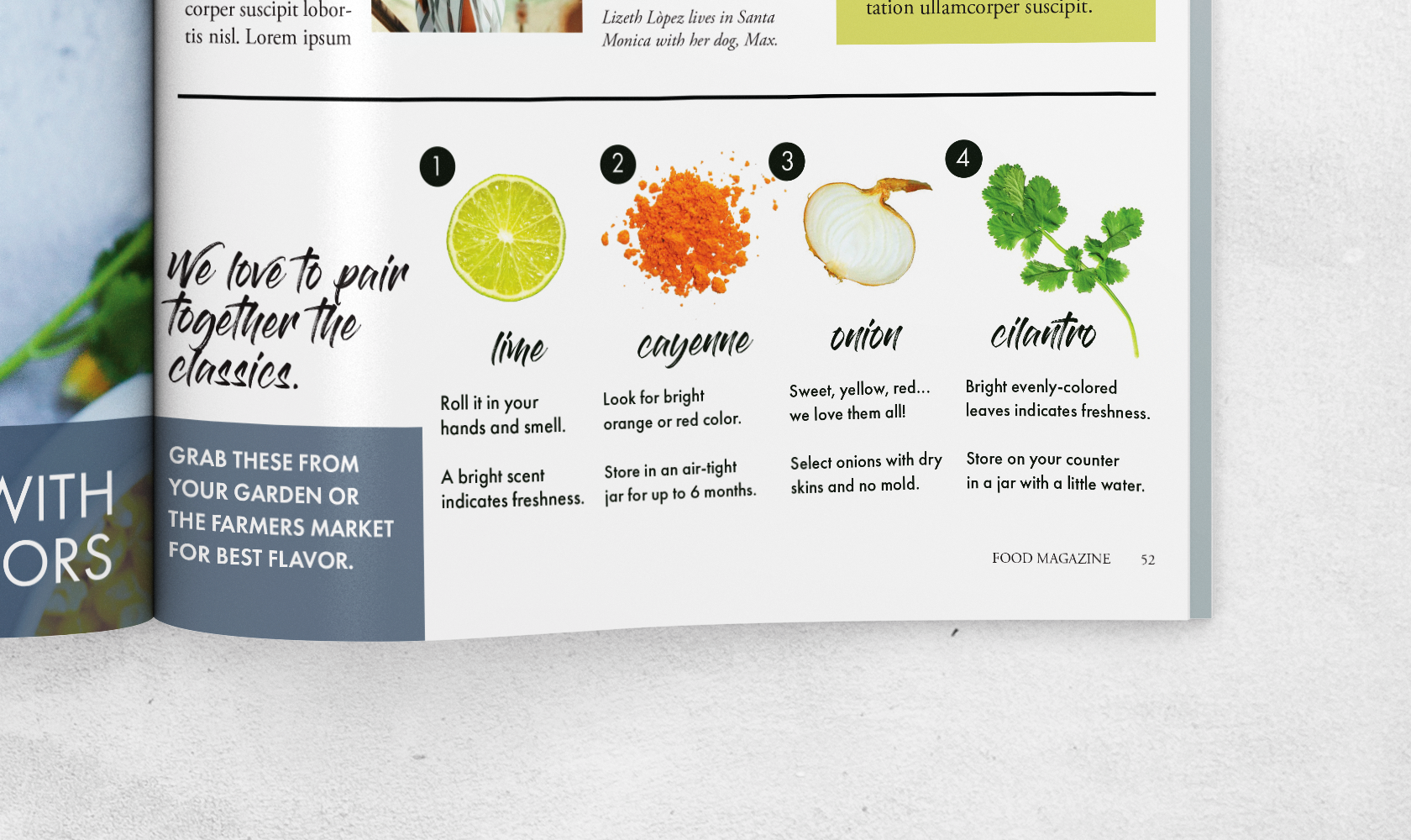 magazine right footer close up