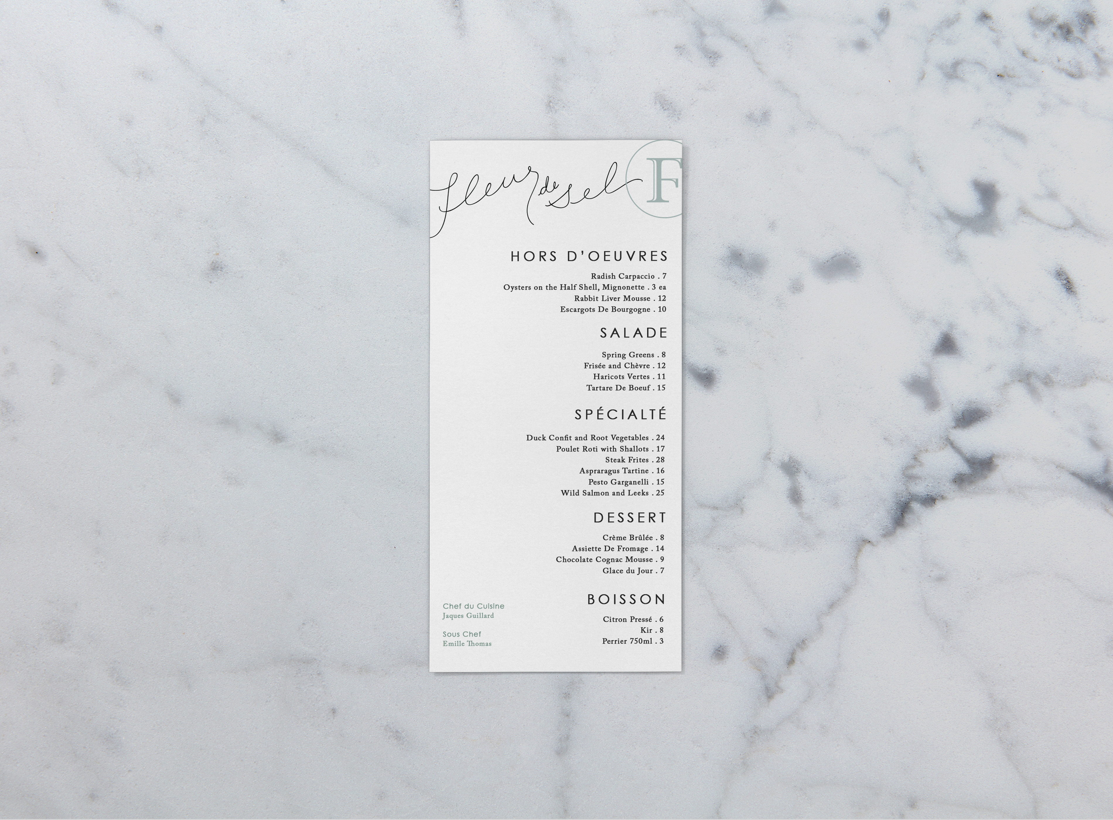 fleur de sel menu