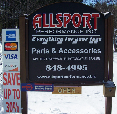 ATV SNOWMOBILE UTV MOTORCYCLE TRAILER LAWN AND GARDEN PARTS AND ACCESSORIES. ALLSPORT PERFORMANCE INC. HERMON, MAINE