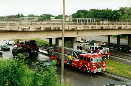 car accident across the street on I-94