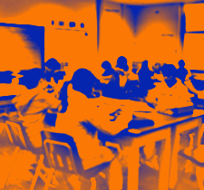 Estudiantes en un clase.