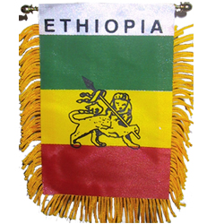 Ethiopian Conquering Lion of Judah Flag - Fringed Window Hanging Flag w/ suction