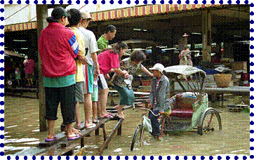 Flooding in Amphoe Sena, Ayutthaya Province, Thailand.