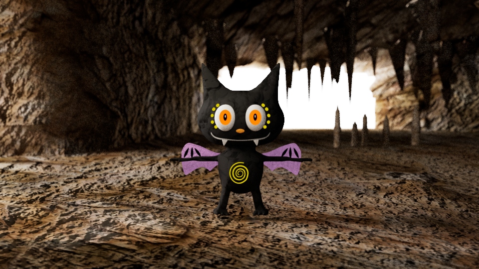 Little anthropomorphic bat in a cave