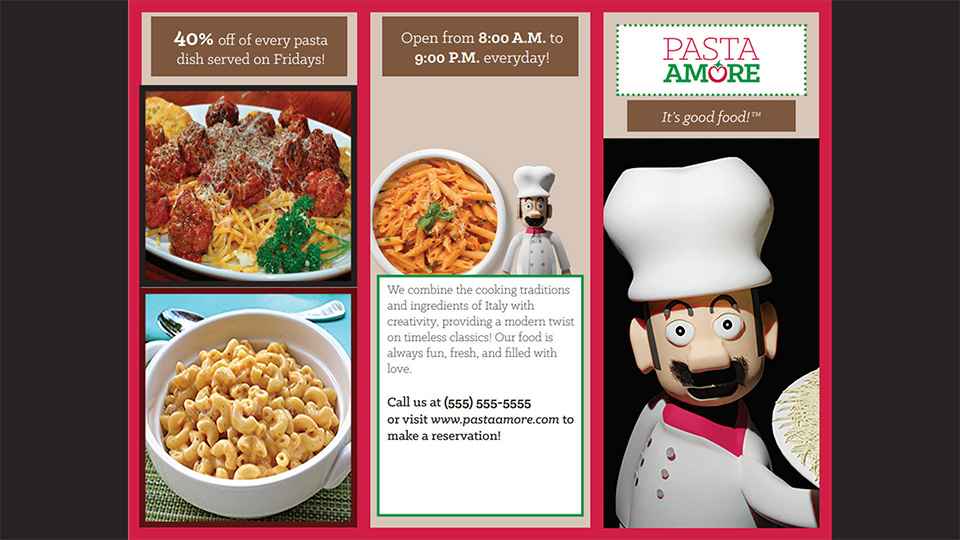 Pasta Amore brochure