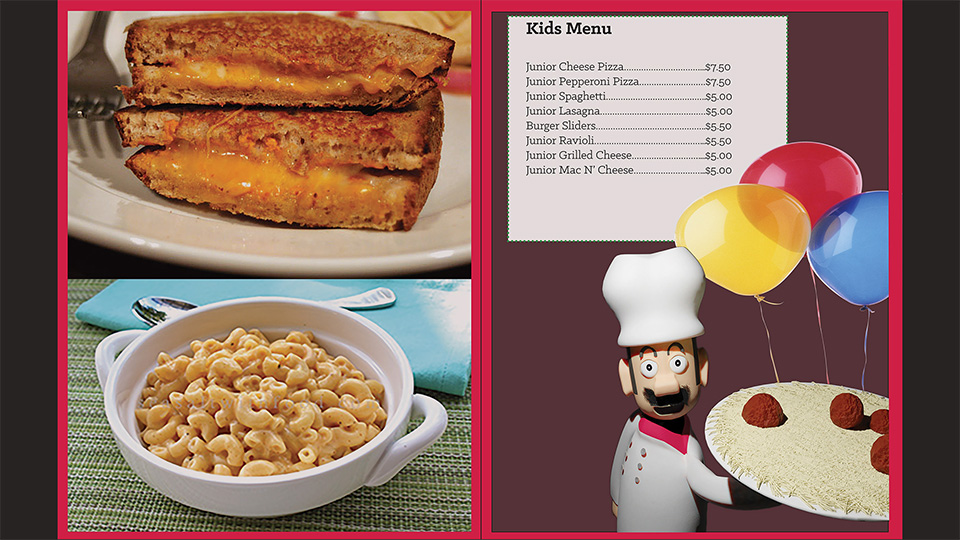 Pasta Amore kids menu