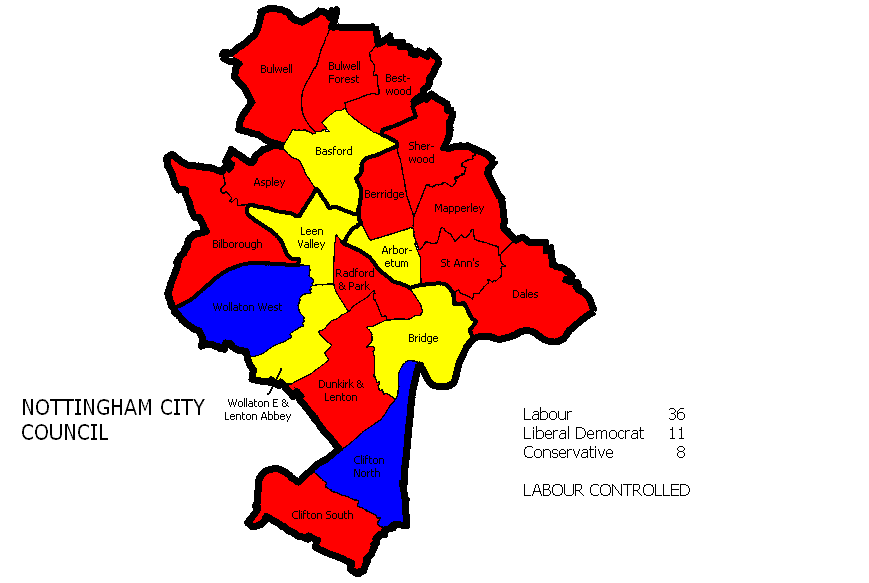 Nottingham City Council Map Nottingham City Council Election 2003