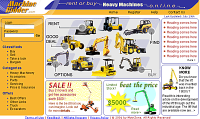 Homepage of Machine Bidder