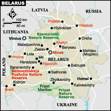 Mapa de la Republica de Belarus