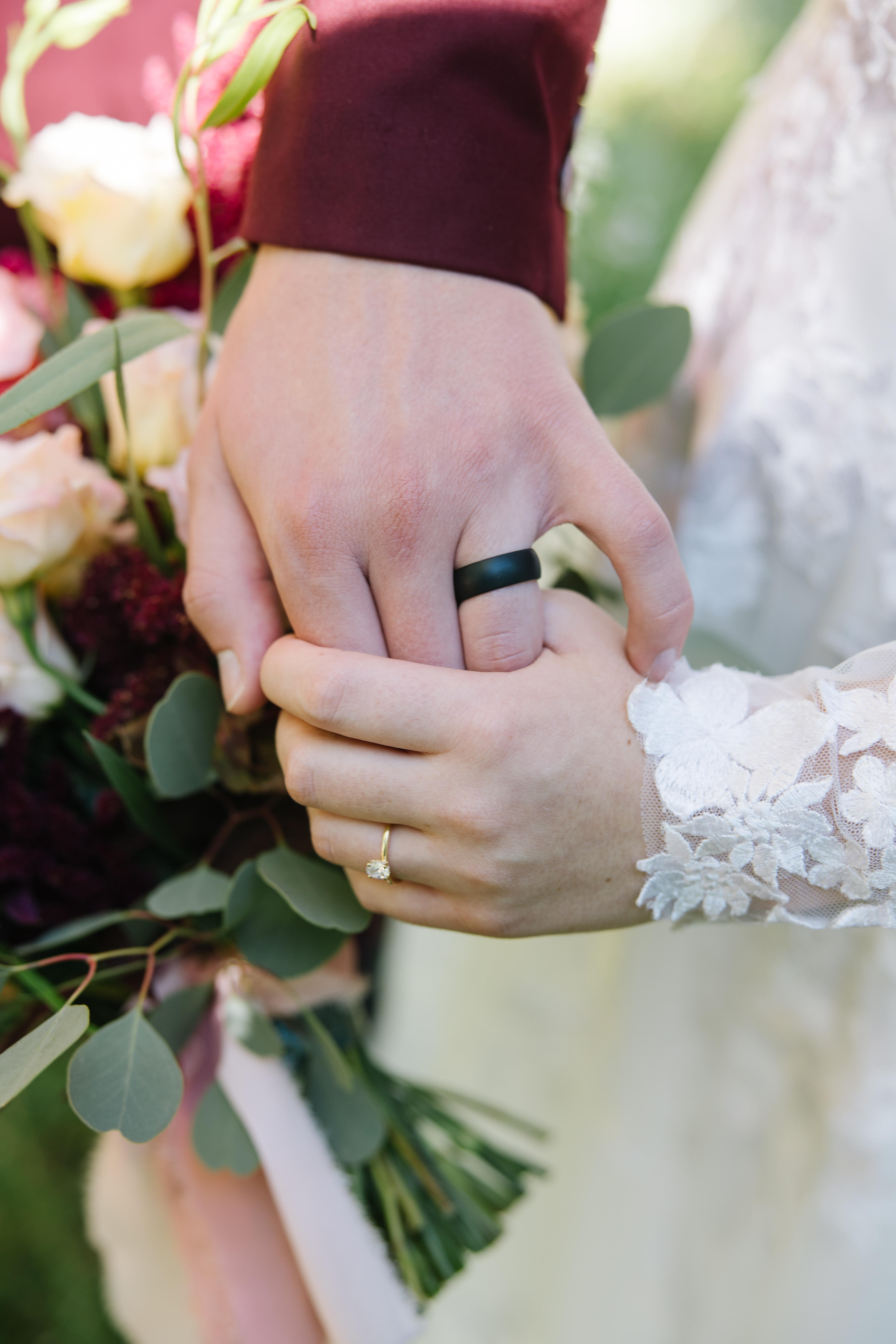 A bridal photo of us in a field