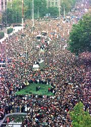 Millions filled the streets and overthrew the dictator of Serbia, Slobodan Milosevic