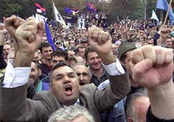 Millions filled the streets and overthrew the dictator of Serbia, Slobodan Milosevic