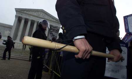Protestors gather outside Supreme Court