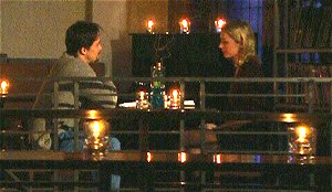 Jane and Frank's romantic candle-lit dinner at the Alibi Room