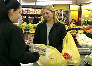 Jane shops for food at Sunrise Market