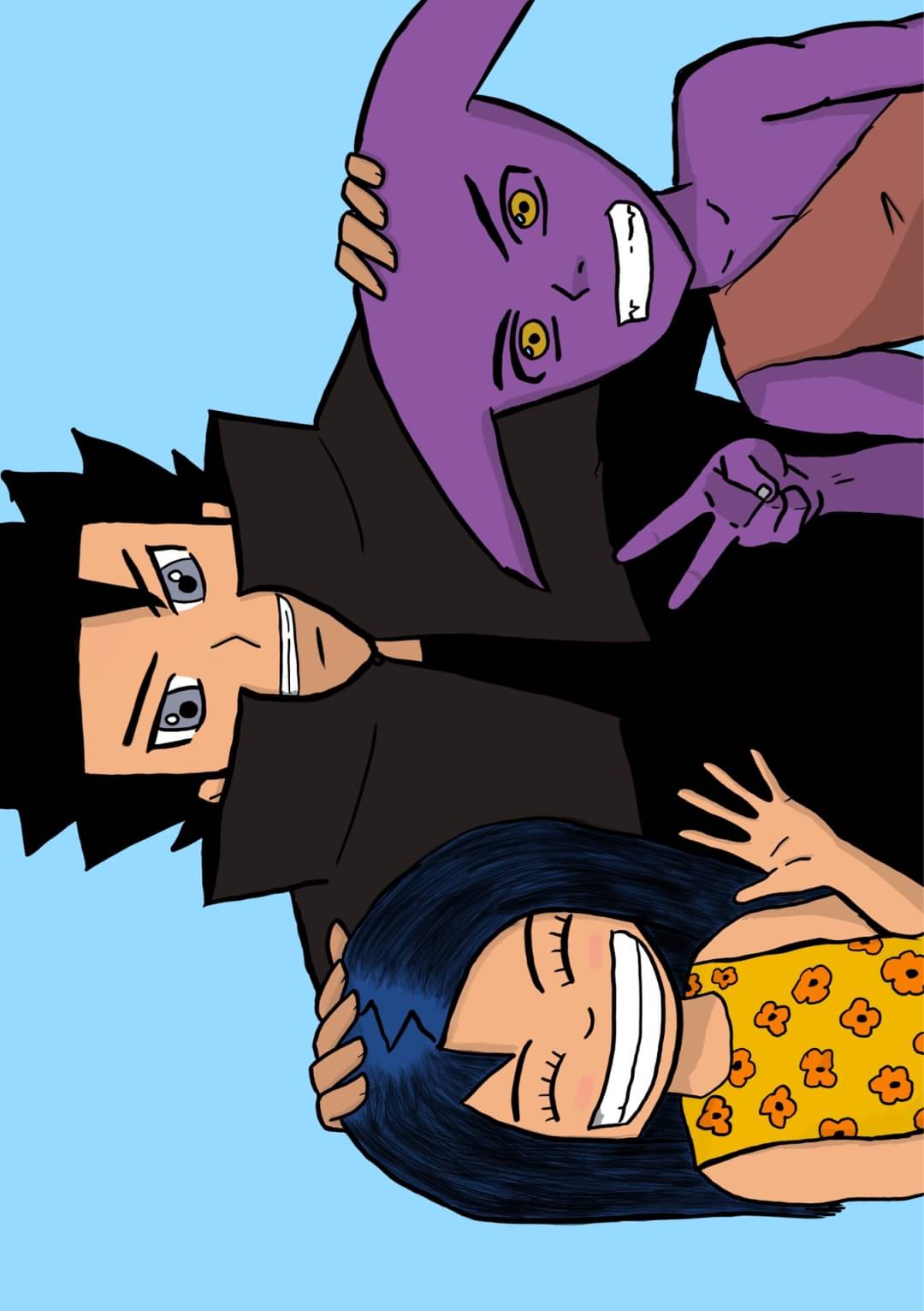 My original design of Moriko and his friends