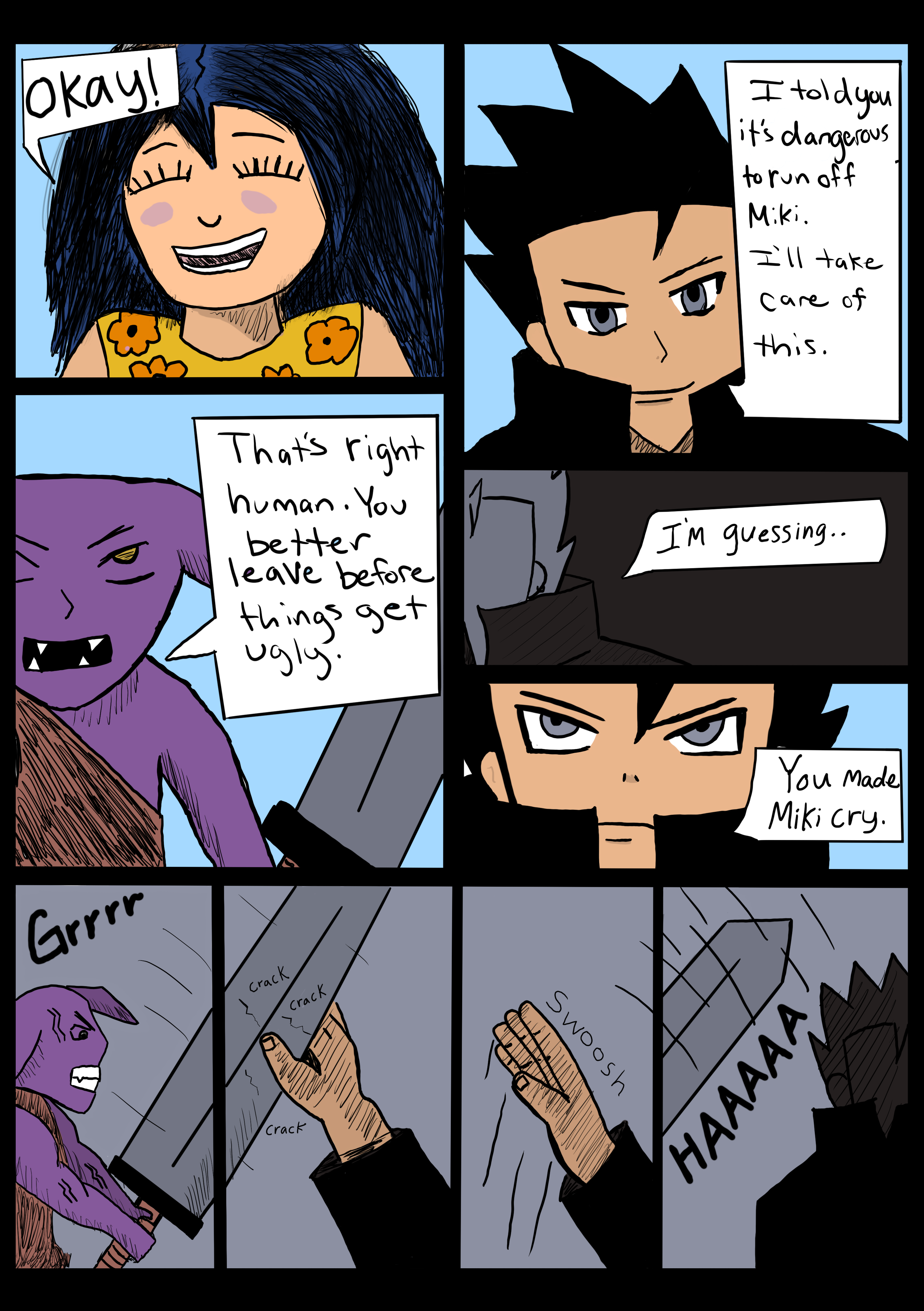 Guild Master breaks Moriko's weapon