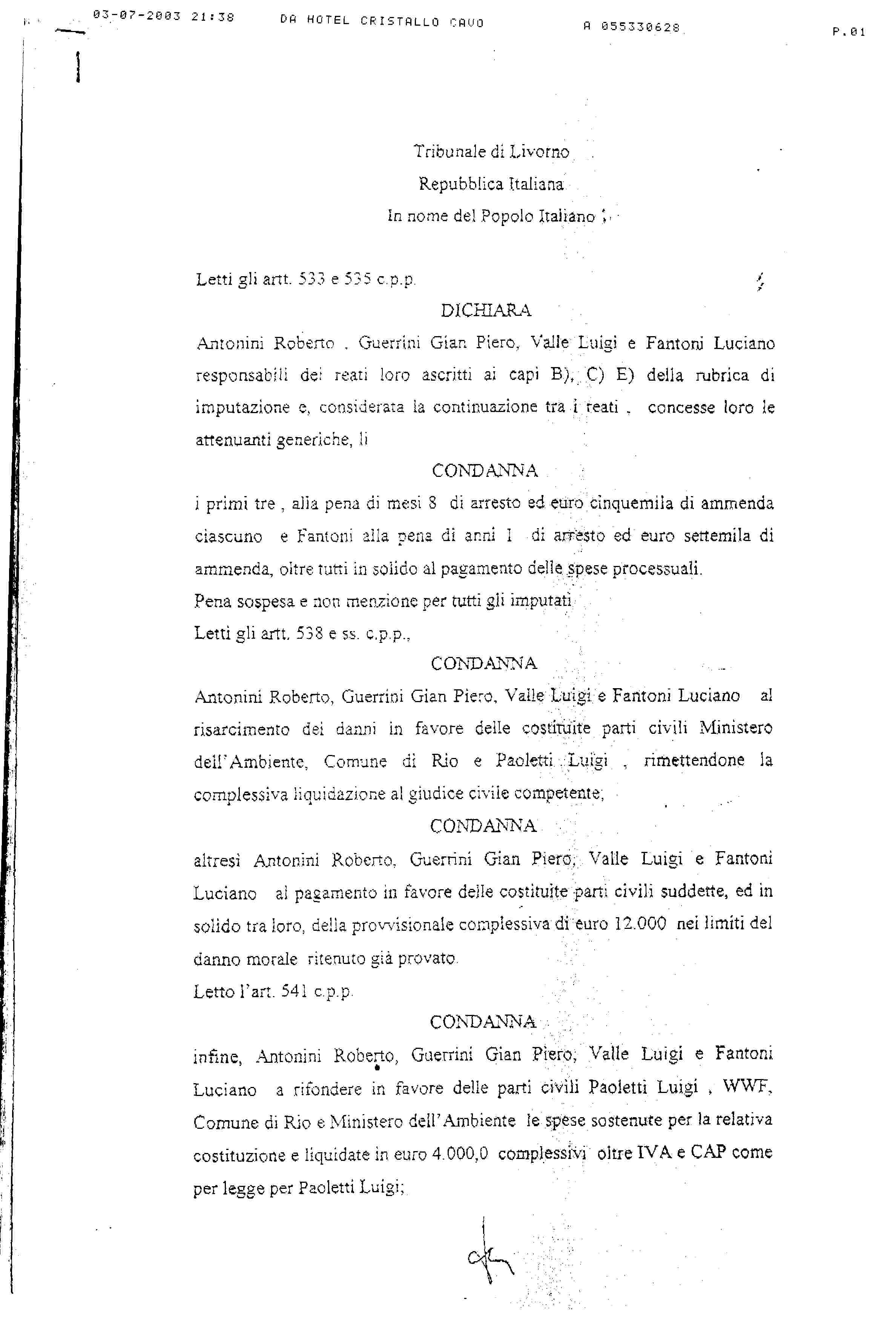 sentenza cavo-a