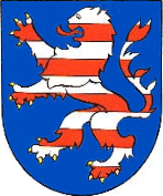 arms of Hessen - a stripy red-and-white lion on blue