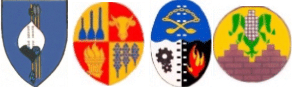 the shields of Swaziland, KaNgwane, Gazankulu and KwaNdebele