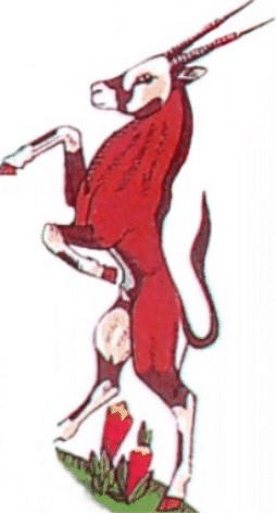 gemsbok supporter in arms of the Union/Republic of South Africa (1910-2000