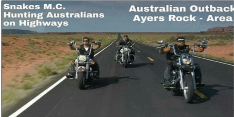 The Snakes M.C. - FTW NAZI Bikies (Bikers) - Hunting Australians on Highways and Beach Resorts like Cairn or Bondi Beach - Sydney Australia