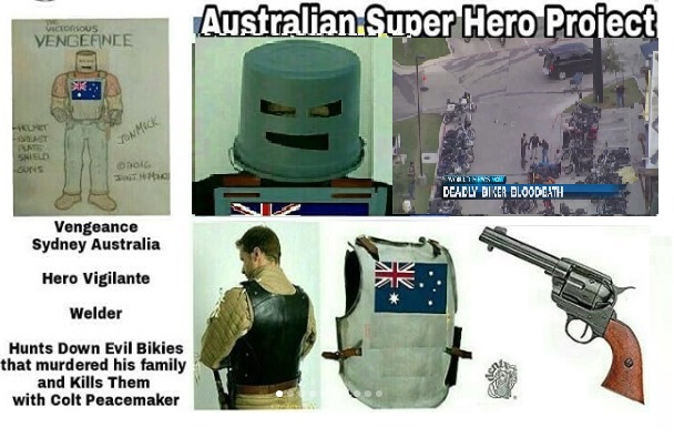 Vengeance - Sydney, Australia - Welder - Hero Vigilante - Member of Awesome Aussie + The Saviors - CosPlayer Mock Up