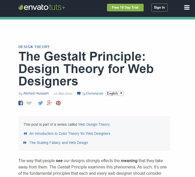Screenshot of Gestalt Principle article
