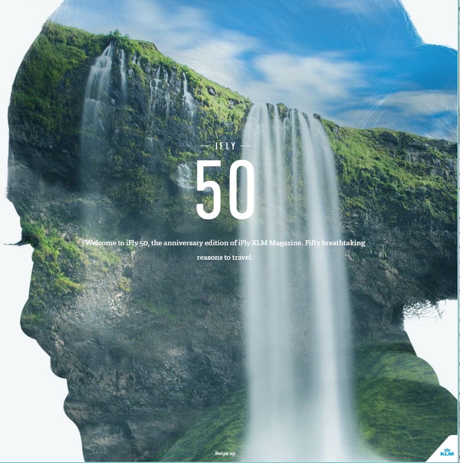 Screenshot of KLM Airlines iFly Magazine – 50th Anniversary edition website 