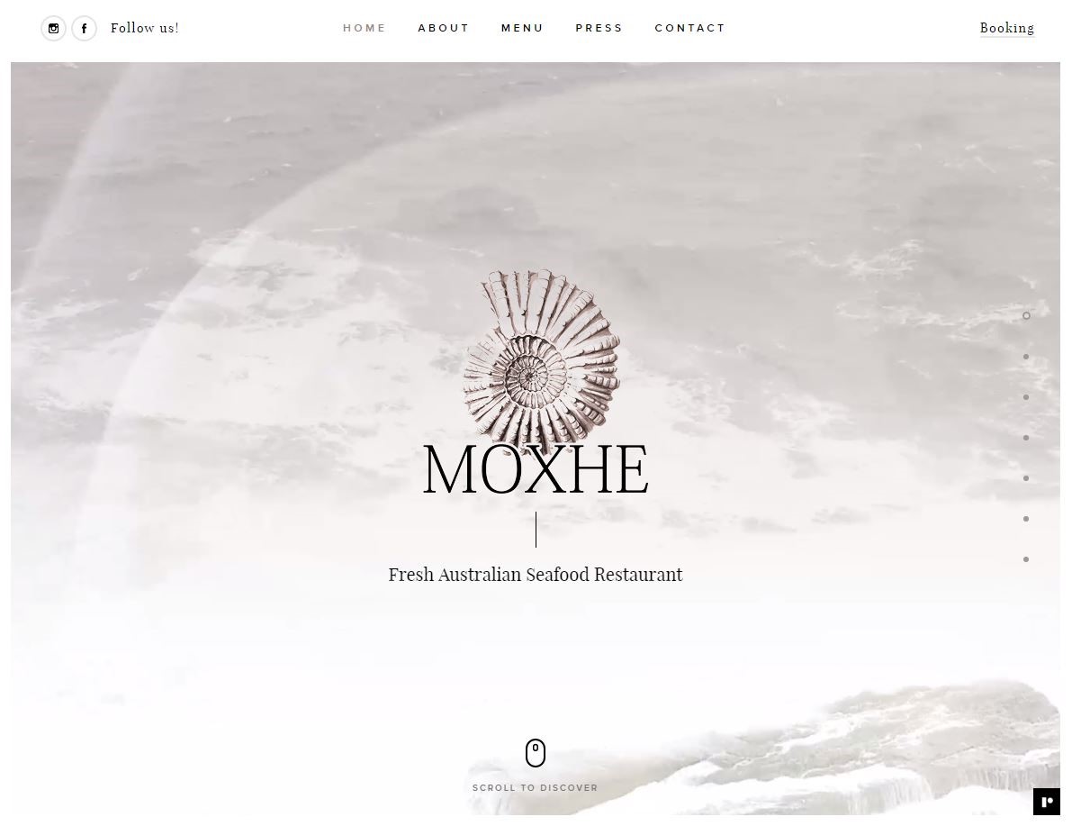 Screenshot of MOXHE Restaurant website